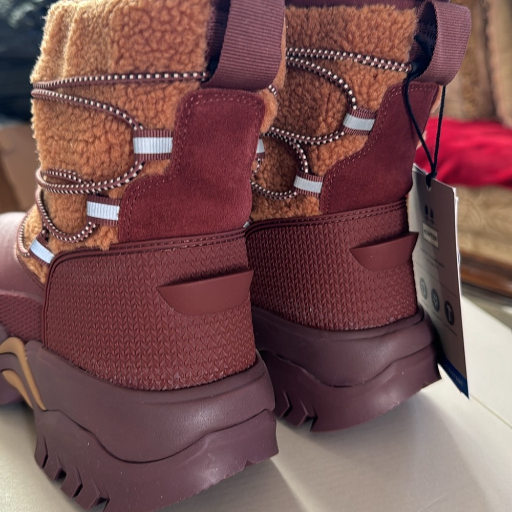 Hunter Wanderer Short Sherpa Snow Boot Mawson Creek/Muted Berry 5 women - Picture 6 of 10